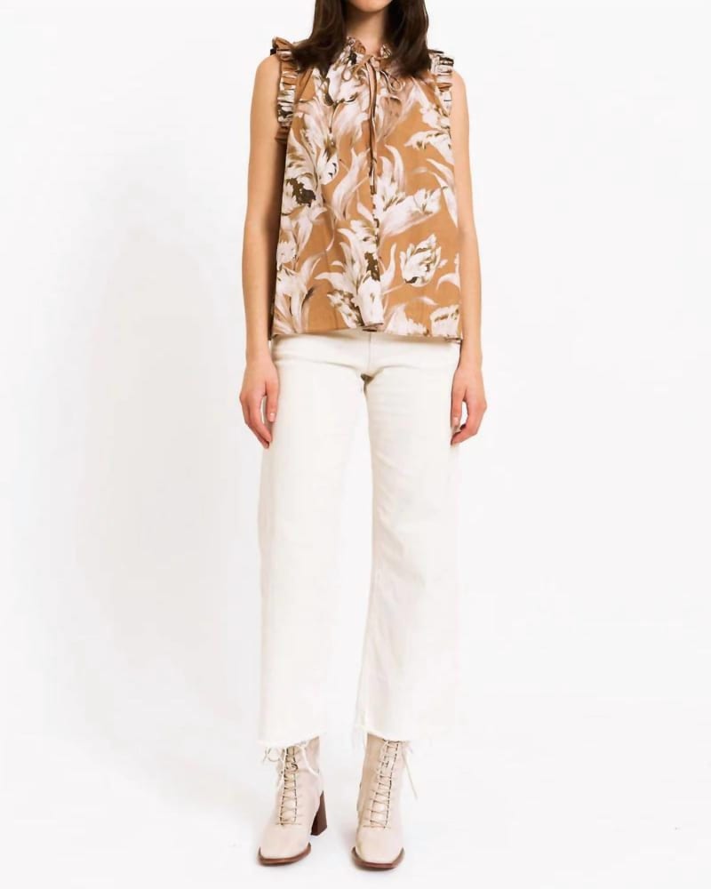 Front of a model wearing a size L Spice Nora Top in Calla Lily in Calla Lily by CHRISTY LYNN. | dia_product_style_image_id:364237